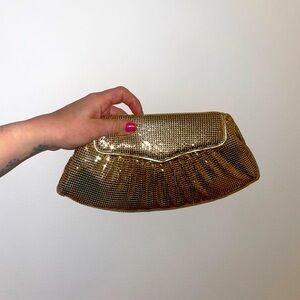 Vintage Whiting & Davis gold mesh purse clutch evening bag